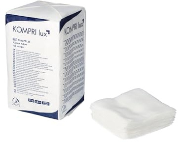 Compresses de gaze KOMPRI lux sans rayons X, non stériles, 13 plis, 12 plis, 7,5 cm x 7,5 cm, 100 pièces