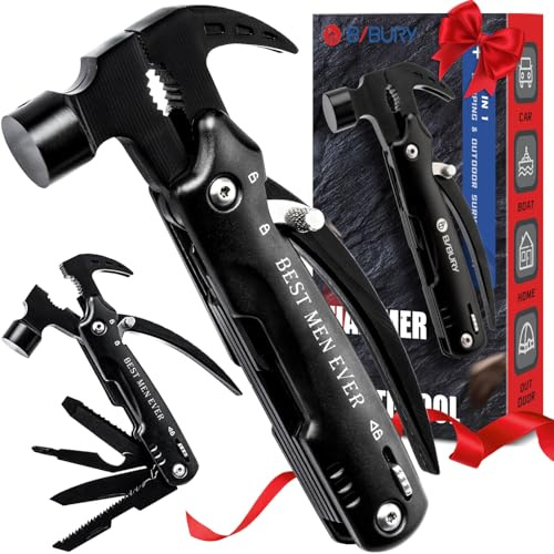 BIBURY Multitool Hammer für Manner, 12 in 1 Tools Ideengeschenk für Männer Papa Ehemann, Outdoor Campingzubehör Multi Tool für Camping, Wandern, Notfall und Überleben im Freien (Best Men Ever)