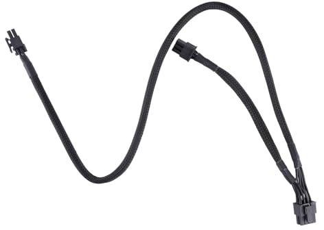 Oxxggkao Cable de alimentación para tarjeta gráfica, 8 pines a 8 pines (6+2) 6 pines GPU macho, cable de extensión de 60 + 20 cm, color negro