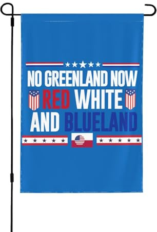 Drapeau de jardin rouge, blanc et bleu 28 x 40 cm, amusant, interdit au Groenland maintenant, panneau de jardin, drapeau sans kiosque, double face