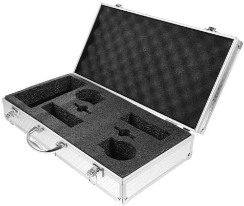 Parliky Mikrofon mit Stilvollem aus Robuste Tasche mit Aluminiumlegierung für Sicheren 2 Fächern für Drahtlose Mikrofone Langlebige Transportbox Silbernen Design Schutz