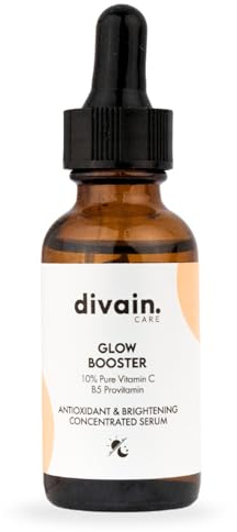 Sérum Éclat et Antioxydant 30ml à la Vitamine C, Acide Hyaluronique et Vitamine E, Révélateur de Luminosité | Vegan | Glow Booster | divain. Care
