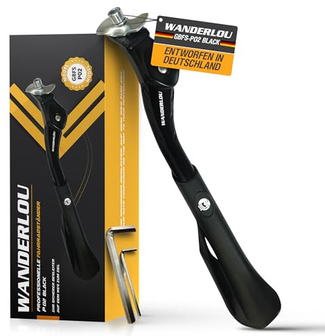 WANDERLOU Cavalletto centrale per bicicletta, 24 – 29 pollici, extra stabile, 45 kg + qualità premium, regolabile in altezza, mountain bike, e-bike e City bike, supporto per bicicletta, antiscivolo e