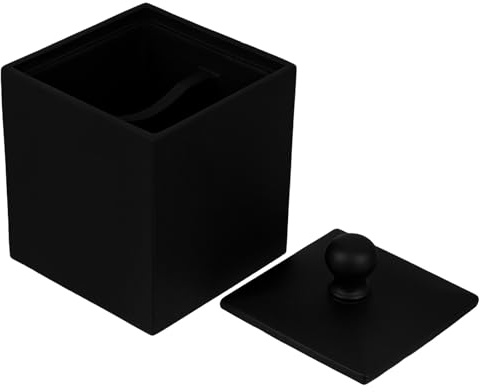 ANDRESLAD Scatola Porta Cotton Fioc con Coperchio Nero Opaco, Custodia Portaoggetti Salvaspazio per Stuzzicadenti e Accessori, Contenitore di Stoccaggio per Uso Quotidiano in Bagno e Casa