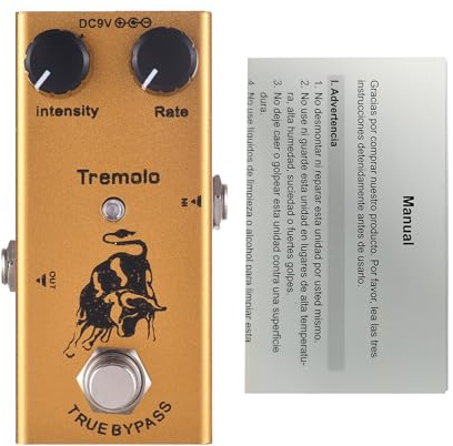 Bouton de commande de taux d'intensité de pédale d'effets de trémolo de guitare DC 9 V 6,35 mm Interface d'entrée et de sortie électrique pour des tons dynamiques riches Or