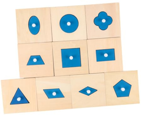 TOBBOMEY Juguetes de Formas y Bloques Sensoriales de Madera para Bebés y Niños Pequeños, 10 Piezas, Educativos y Cognitivos, Desarrollo Temprano, Juego de Clasificación y Apilado