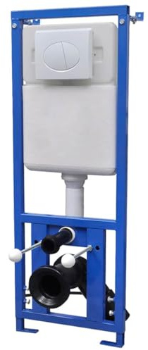 Réservoir de chasse d'eau encastré 11 l pour WC mural, cadre en acier 41 x 14 x (110-125) cm, double chasse d'eau, blanc