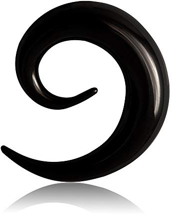 Treuheld® | DEHNSCHNECKE & DEHNSICHEL - Schwarz - 7 Größen: 1,6-8mm - Ohr Dehner & Dehnungsschnecke für Piercings - Chirurgenstahl 316L (Edel-Stahl) NICKELFREI - Expander für Flesh Tunnel Plugs
