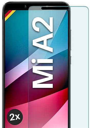 moex Cristal Templado Transparente Compatible con Xiaomi Mi A2, película Protectora de Pantalla inastillable, blindada, 2 Piezas