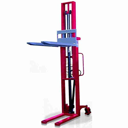 Sollevatore idraulico a colonna a trazione e grande sollevamento manuale cm.300 carrello elevatore telescopico per movimentazione carichi per magazzino portata Kg.1000 - Mod. N1S300F