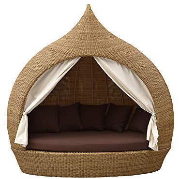Strandkorbwerk Liegeinsel Eye Catcher Mixed Beige einseitig offen Sunlounger Sonnenliege
