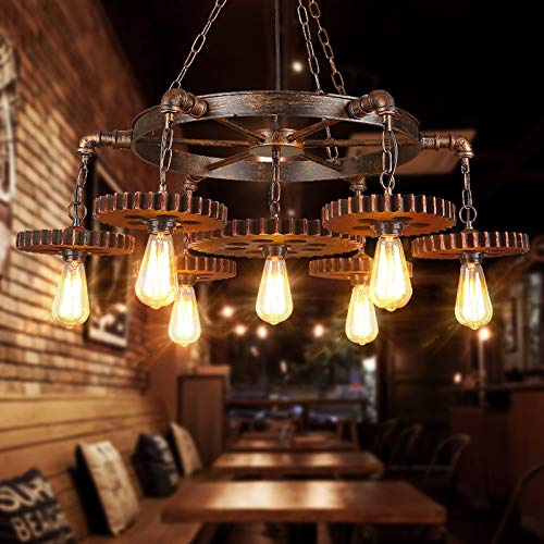 ENXING Vintage Kronleuchter Gear Pendelleuchte Industrial Hängelampe Retro Hängeleuchte Drehbar Retro Metall Für E27 Leuchtmittel Pendellampe Für Wohzimmer Esstisch Küche Wohnzimmer