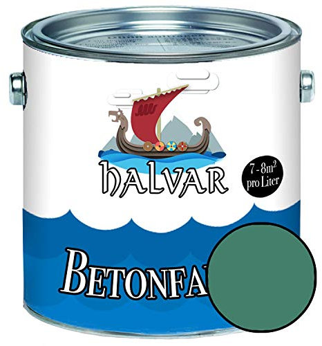 Halvar Betonfarbe/Bodenbeschichtung SEIDENMATT Grün RAL 6000-6037 Fassadenfarbe (1 L, RAL 6000 Patinagrün)