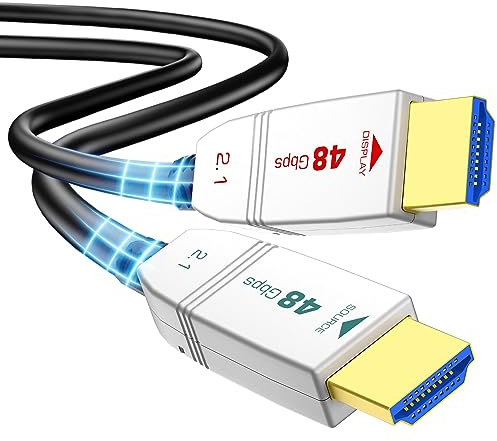 FeizLink - 8K HDMI 2.1 Fibre Cable 15M 4K 120Hz 8K 60Hz 48Gbps Dynamic HDR10 / eARC/HDCP 2.3 Compatible with RTX 3080 3090 Xbox Series X PS5 LG C9 Samsung Q90T TCL Sony