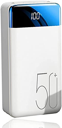 Power Bank, 50000Mah Chargeur Portable Batterie Externe Haute Capacité avec 3 Sorties, Lampe De Poche LED Et Écran LCD Banques d'alimentation À Charge Rapide pour Téléphones Intelligents
