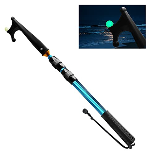 KOMCLUB Teleskop Bootshaken Aluminium Leichtgewicht Push Pole Mehrzweck Ausziehbare Stange rutschfesten Gummigriff mit leuchtenden Perlen Kunststoffhaken und Lanyard für Docking und Mooring