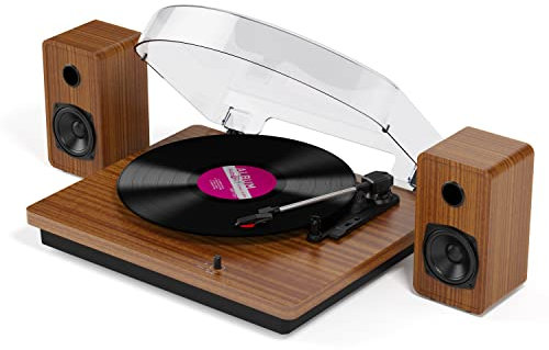 Mersoco Bluetooth Turntable with Built in Stereo Speakers,Vinyl Record Player with speaker, 3 Speed 3 Size Belt Driver Turntable for Entertainment and Home Decoration,Support Vinyl-to-MP3 Recording