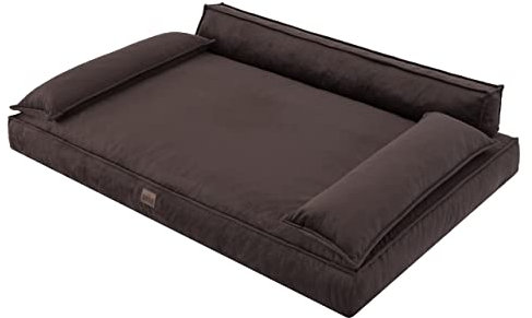 DOGGY Hundebett Haustierbett Hundeliegen Hundecouch Liegen Hundekissen Bett Sofa Hundekorb Tierbett Weich Hundesofa Matratze Schlafplãtze, Braun, 99 x 66 cm