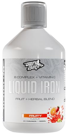 Gene Blast Liquid Iron | with Vitamin C & B-Complex | Vegan Supplement with Fruit Extracts | 500ml