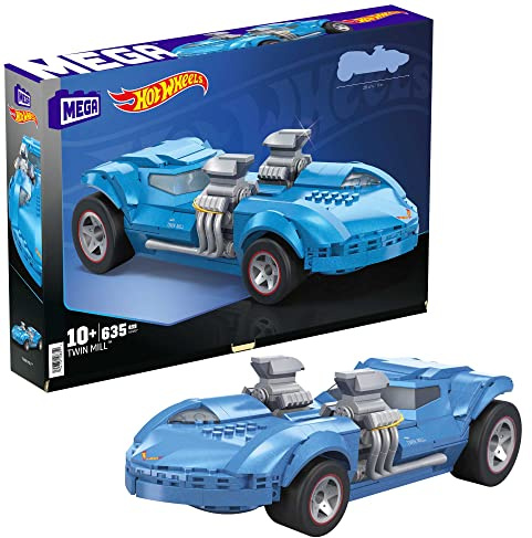 MEGA Hot Wheels Coleccionistas Twin Mill Coche de juguete de bloques de construcción, +600 piezas, +10 años (Mattel HKV07)