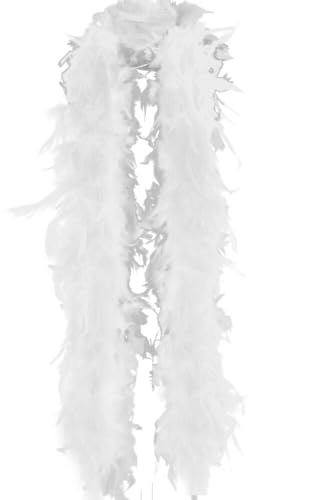 Federboa Weihnachtsboa, 200CM Flauschige Federboa Feder Schal Verkleidung Einfarbig Flauschige Girlande für Damen Kinder Karneval Fasching Stola Kostüm Hochzeitsdekoration, Heimdekoration,Weiß