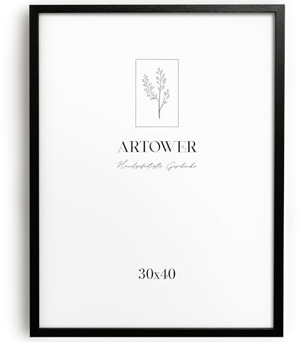 Artower® Bilderrahmen für 30 x 40 cm Schwarz Holz Dünner Rahmen | Posterrahmen Groß Vintage Collage | Picture Frame Black Wood 30 x 40 cm | Holzbilderrahmen Poster Rahmen Echtholz
