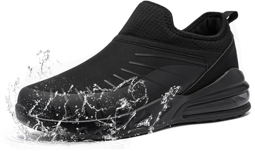 LARNMERN Zapatos Antideslizantes Hombre Zapatillas de Cocina,Negro,43 EU