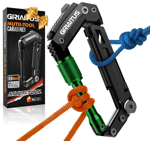 Mousqueton Porte Clé 8en1 Outil Multifonction Cadeau Homme Gadget Insolite Utile Accessoires Camping Avec Ouvre-Bouteille Règle Scie Tournevis