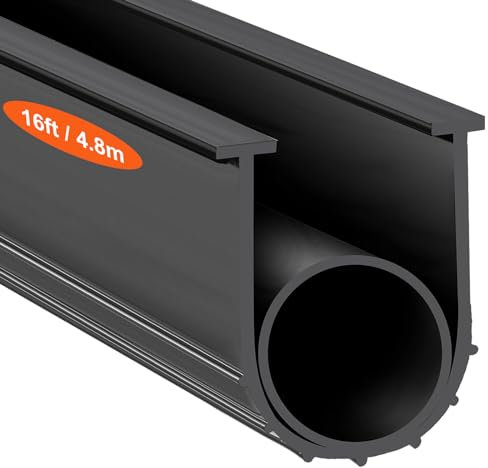 VEVOR Junta para Puerta de Garaje 4,8m Tira de Sellado de Goma Ancho del Caucho 10 cm Extremo en T para Evitar Penetración del Viento, Lluvia, Lámina, Puerta Seccional y Basculante, Almacén de Fábrica