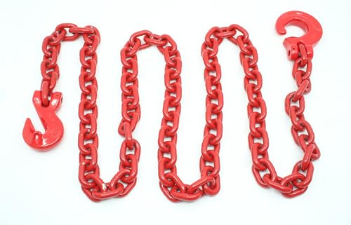 Joma-Tech | Forstkette rund | Gliedstärke: 8 mm | Länge: 2 m | mit Schling- u. Parallelhaken | Rückekette für Forstarbeiten & Holzrückung | Rot