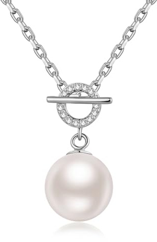 jiamiaoi 18K Weißgold platted Rose Kette mit Anhänger, Rose Kette Kreuz 925 Sterling Silber Perlen Kette Halskette mit Silberkette 18’