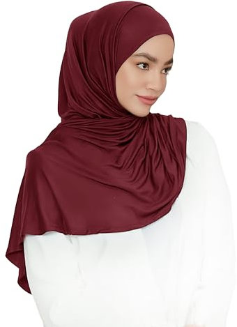 Lina & Lily Damen Instant Hijab Kopftuch Ready-To-Wear Modal Jersey (Dunkelrot)