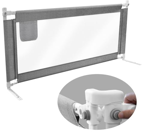 Eyeleaf Sponda letto matrimoniale, griglia di protezione per lettini,sponda letto bambini 200 cm, grigio sponda letto matrimoniale per bambini
