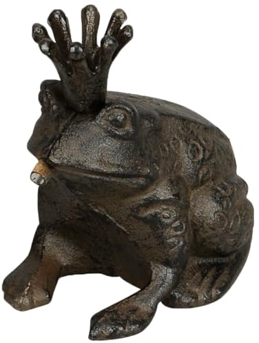 Gargouille en fonte - Roi grenouille - Figurine décorative de jardin marron foncé pour pompe de bassin et fontaine - Décoration de jardin durable et résistante aux intempéries en fonte robuste pour