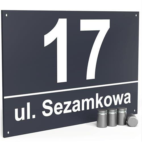 PRINTIMA 32x21cm Personalisiert Hausnummer - Hausnummernschild in Anthrazit RAL 7016 aus Wetterbeständigem, Uv-Beständig & Umweltfreundlichem Material - Eine Funktionale & StilvolleEfekt!