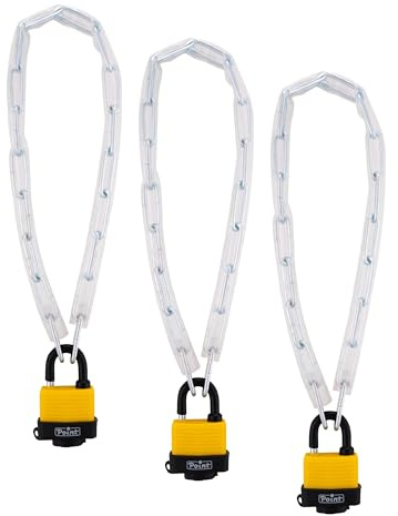 Sterling 460 LPL 60cm 4mm Security Chain & Laminated Padlock, Silver, Pack of 3