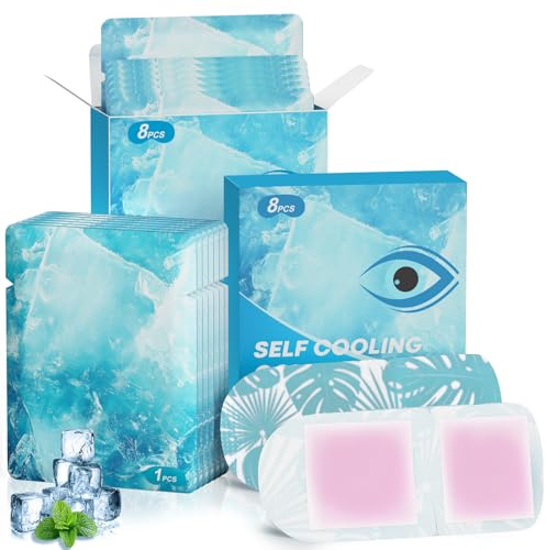 ZHENYEMEI Hydrogel Self Cooling Eye Mask,Cold Eye Mask for Puffy & Burning Eyes,Cold Compress for Fast Relief with Fatigue and Headaches, Individually Wrapped Cool Care Travel Essentials,16 Packs