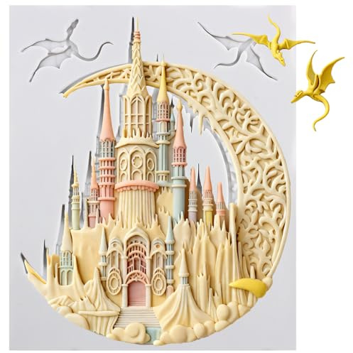 Sijiangmold Burg Silikonformen Märchenschloss Fondantform Für Kuchendekoration Schokolade Cupcake Topper Süßigkeiten Polymer Ton Blütenpaste