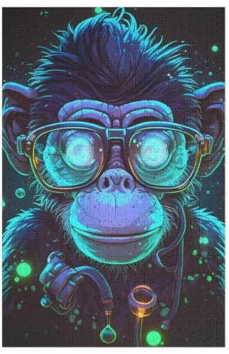 AFFE Puzzle 1000 Teile, Holzpuzzle Herausforderndes Geschicklichkeitsspiel Für Die Ganze Familie, Kinder Erwachsenenpuzzle Ab 12 Jahren （78×53cm）