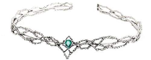 QWWQYDY Kopfschmuck Elfen Elfen Krone Kopfbedeckung Wassertropfen Zirkon Braut Haarschmuck Unisex Stirnband Schmuck Zubehör(Silver Green)
