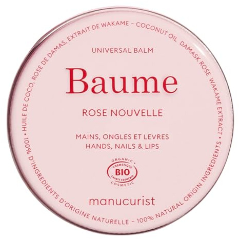 Manucurist Rosa läppbalsam, nagelhänder | Idealisk multifunktionsvård för resor - kokosnötsolja, Damaskus rosa olja - magisk balsam - 100 % naturligt ursprung