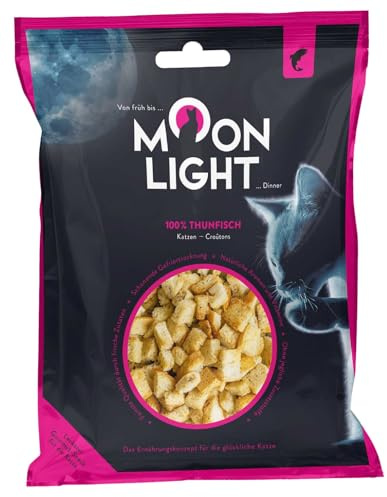 Moonlight Katzen-Croutons, 1 Päckchen – Thunfisch, gefriergetrocknet, 100% Thunfisch, Premium Katzensnack & Topping, kross & pur, ohne Getreide & Zucker