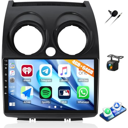 4G+64G Car Radio for Nissan Rogue 2008-2013 with Wireless CarPlay Android Auto, 9 1280 * 720 Touchscreen Radio Android 15 Car Stereo Bluetooth 5.0 32EQ WiFi GPS RDS FM HD Backup Camera