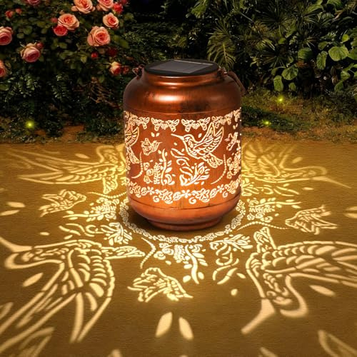 Kolibri Solarlaterne für Außen Wasserdichte Garten Deko, Geschenke für Frauen, Mama, Oma, Hängende LED Metall Lichter für Terrasse, Vorgarten, Kolibri Geschenk für Geburtstag Weihnachts Gartenarbeit