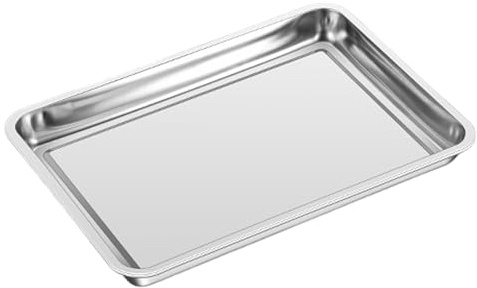 WANGRUIERHA Ölauffangwanne aus Edelstahl, Metall Auffangwanne, Ölwanne für Unter dem Auto, Abtropfschale für Warmwasserbereiter, Auffangschale Unter der Spüle(35x50x4.8cm/14x20x1.9in)