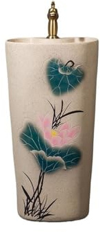 Lavabo Lavabo d'extérieur sur pied avec robinet et bonde intégrés, lavabo de jardin sur pied en céramique Facile à installer