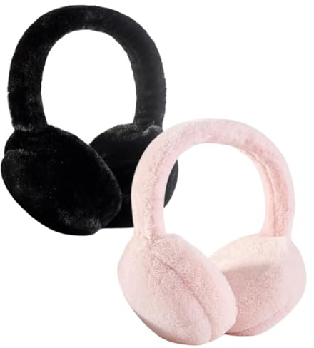 2 Stück Ohrenwärmer höhen verstellbare Ohrenschützer mit weichem Kunstfell und äußere Schale biegsam perfekt für den Winter warm halten für Kinder und Erwachsene