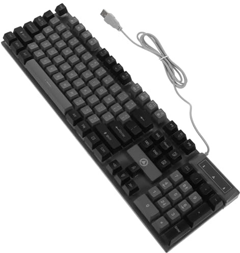 Homoyoyo Clavier de Jeu 104 Touches RGB Noir en Abs, Modèle Filaire | Touches Suspendues Format Complet 104 Touches Plaque Arrière Renforcée , Support Pliable
