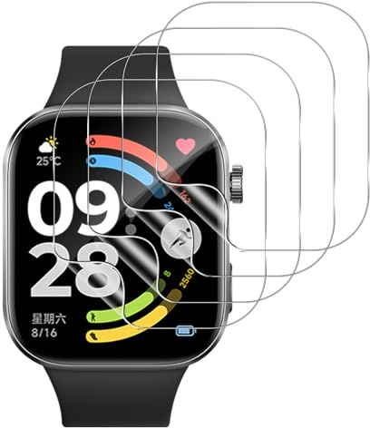 Aerku Protector de Pantalla para Xiaomi Redmi Watch 6, Alta Sensibilidad Resistente a Arañazos TPU Cristal Templado con Ayuda de Posicionamiento para la Instalación - 4 Piezas