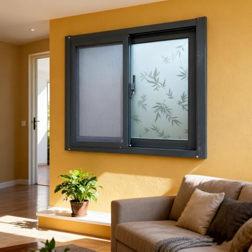 Ventanas correderas, ventanas correderas for sótanos, ventanas correderas Ventanas for cobertizos con vidrio esmerilado y mosquiteras, ventanas correderas con ventilación(60 * 80cm)